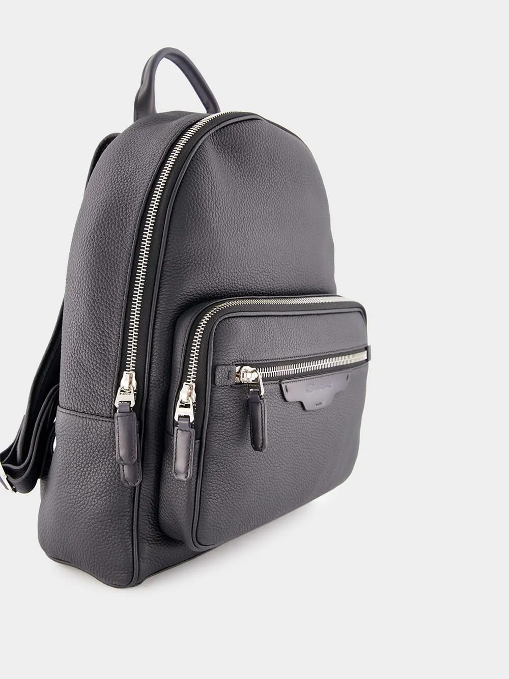 Black Tumbled Leather Backpack