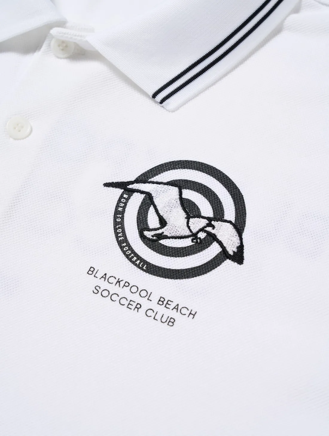 BLACKPOOL BEACH POLO SHIRT-WHTIE