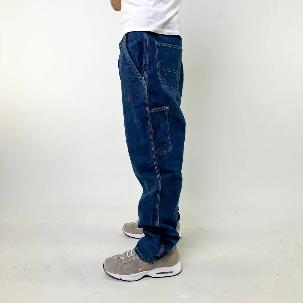 Blue Denim 90s Carhartt Cargo Skater Trousers Pants Jeans (36x32)