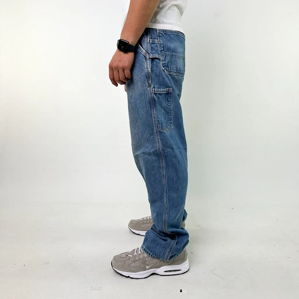 Blue Denim 90s Carhartt Cargo Skater Trousers Pants Jeans (36x34)