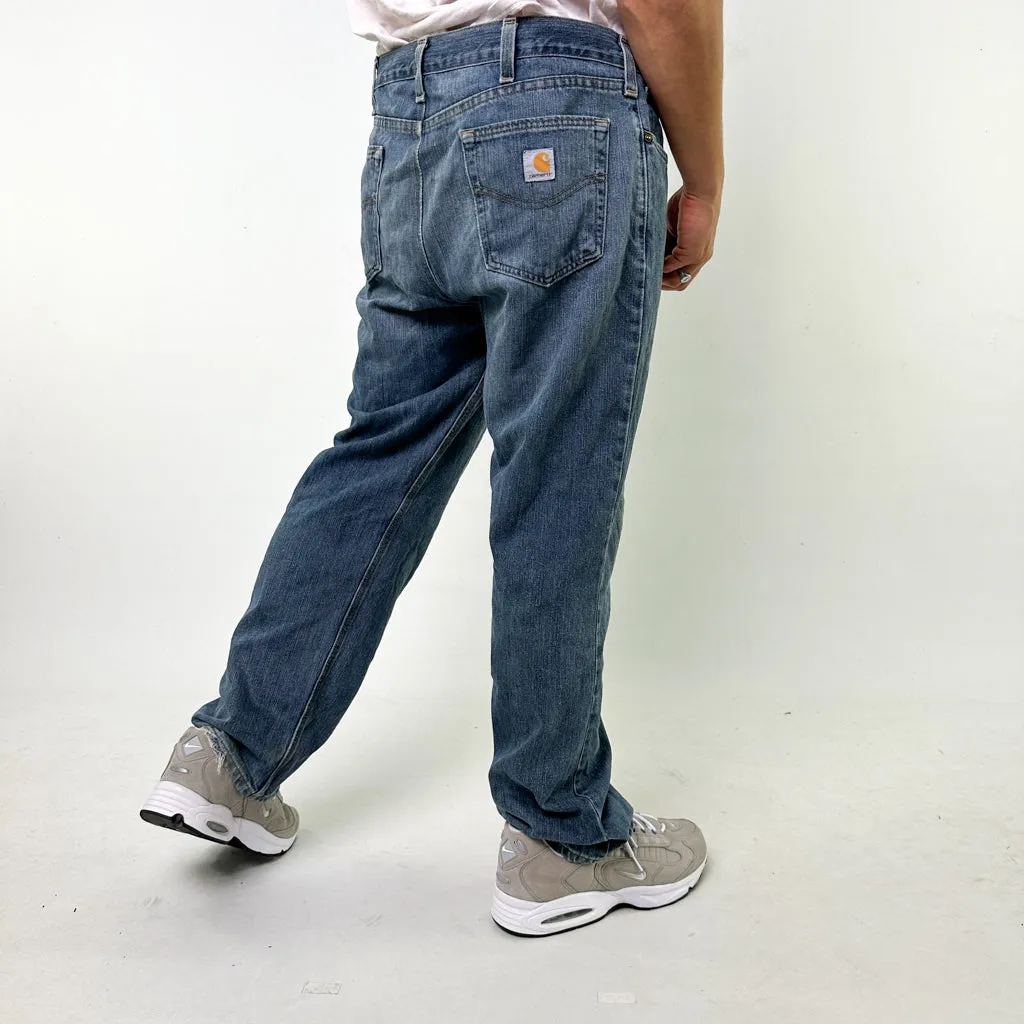 Blue Denim 90s Carhartt Cargo Skater Trousers Pants Jeans (38x30)