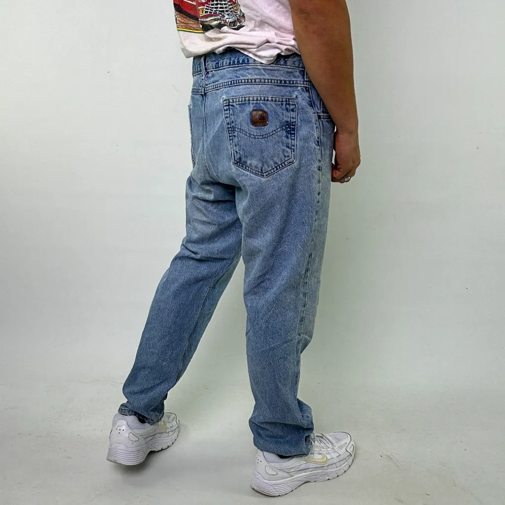 Blue Denim 90s Carhartt Trax Cargo Skater Trousers Pants Jeans (38x30)