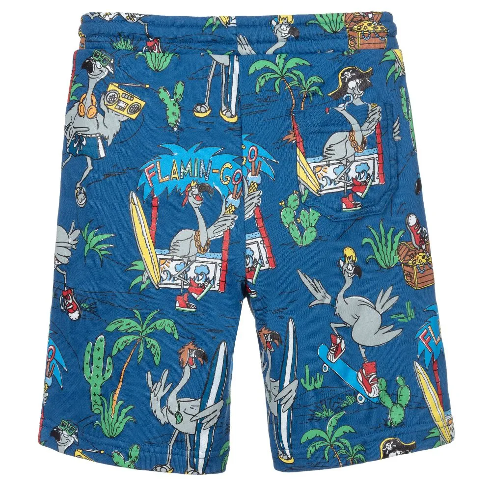 Blue Flamingo Cotton Shorts