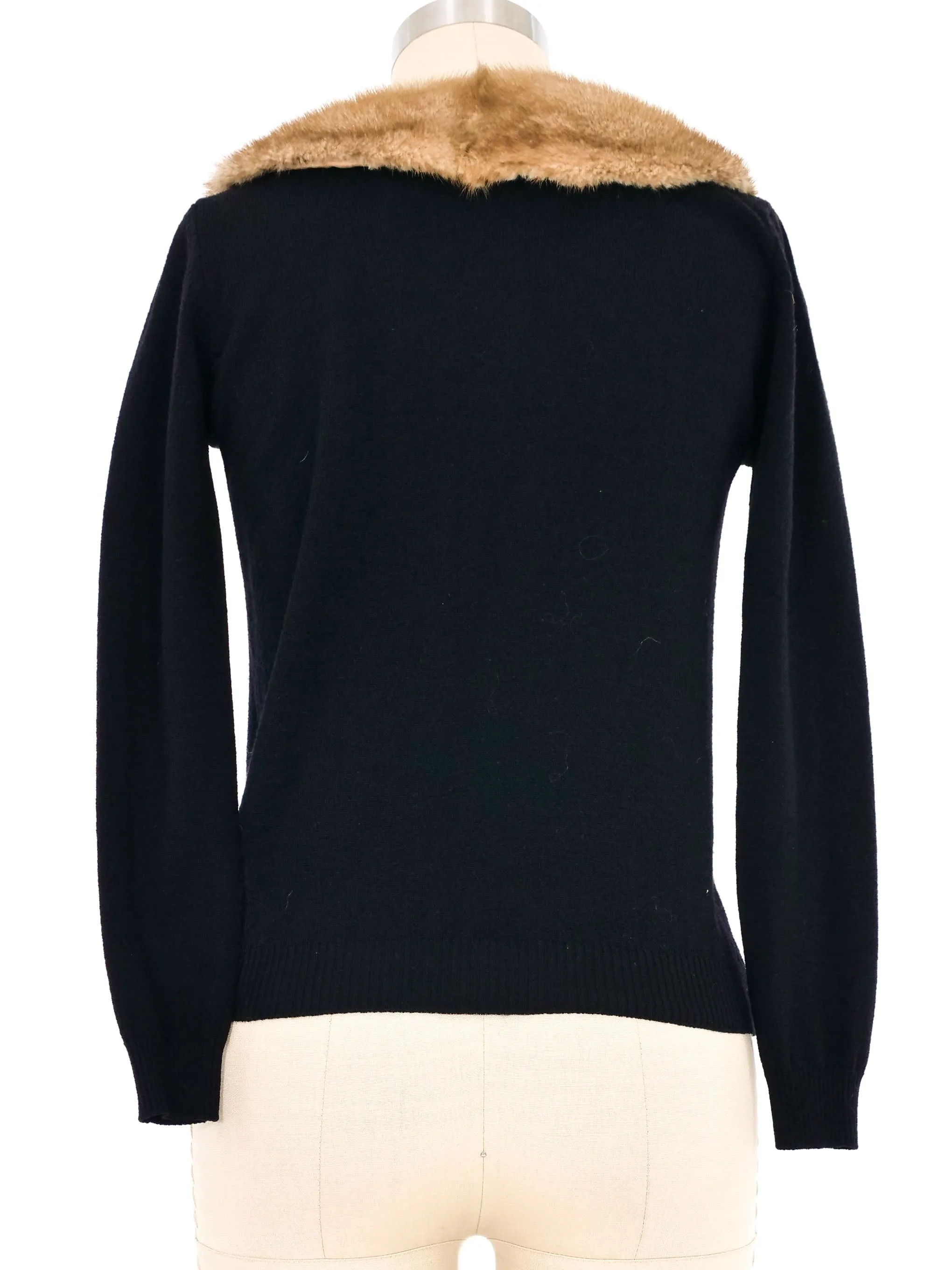 Blumarine Mink Fur Collar Cardigan