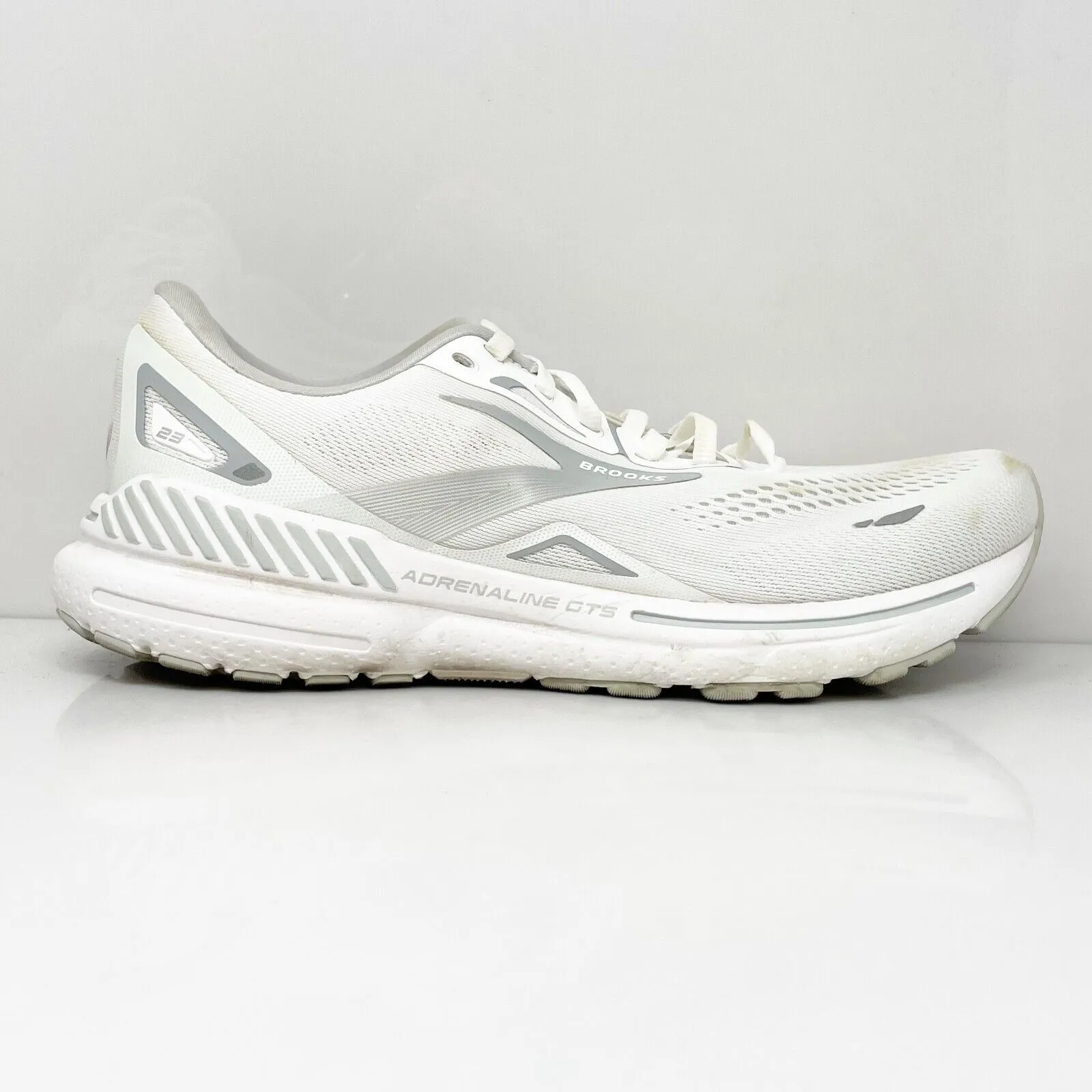 Brooks Womens Adrenaline GTS 23 1203811B104 White Running Shoes Sneakers Sz 10 B