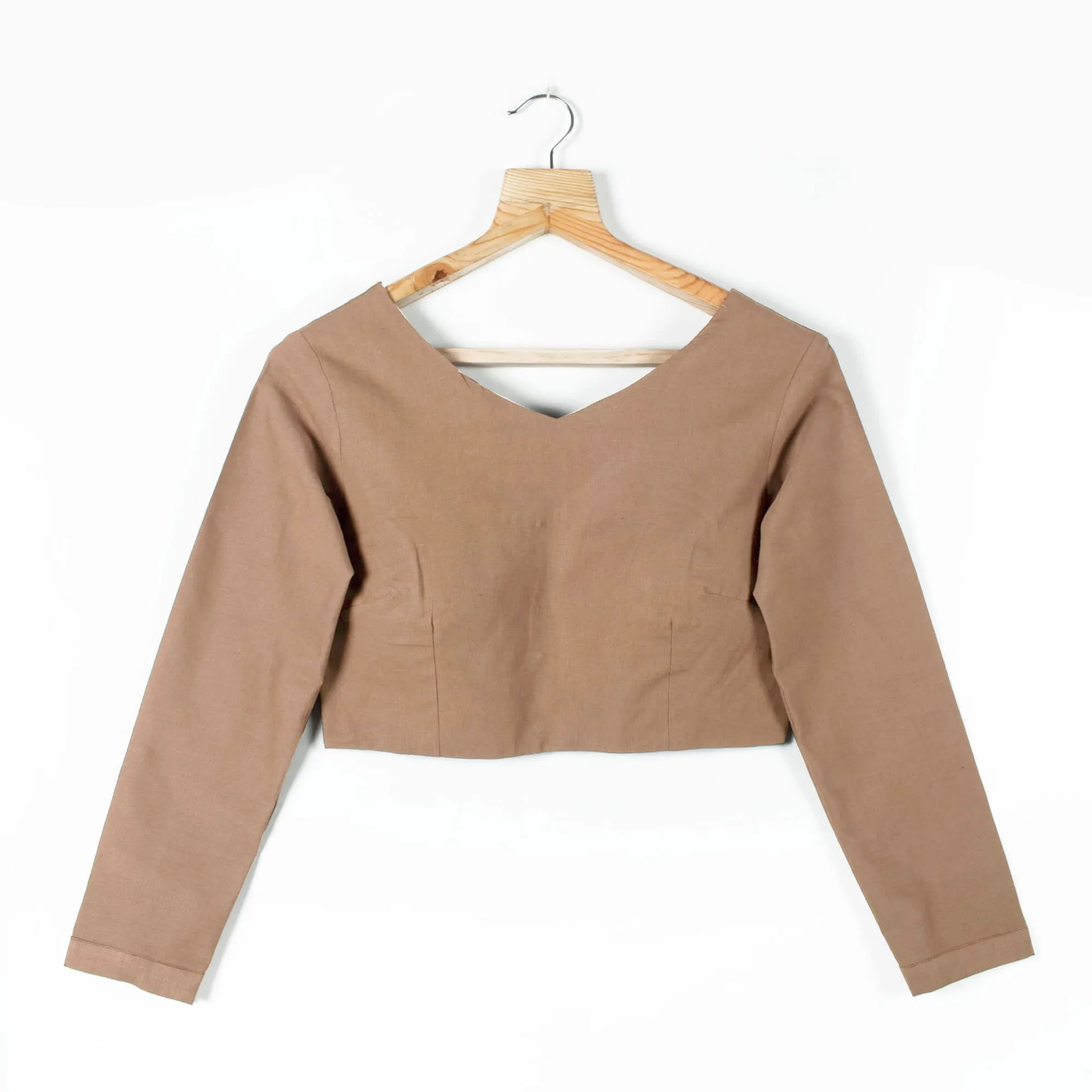 Brown Cotton Flex Blouse