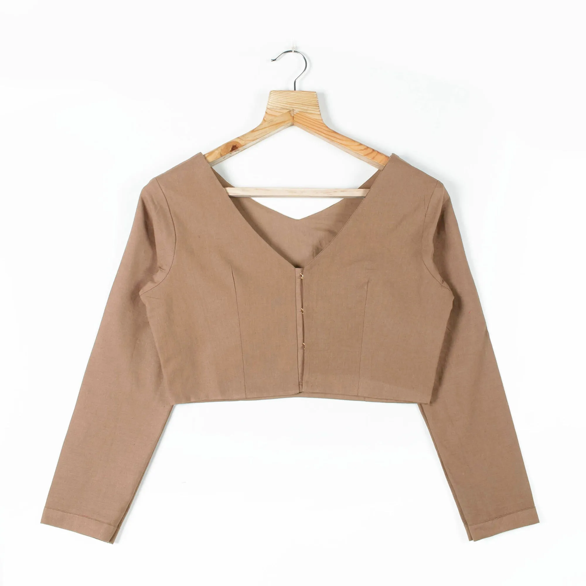 Brown Cotton Flex Blouse