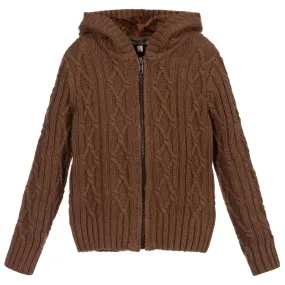 Brown Knitted Zip-Up Top