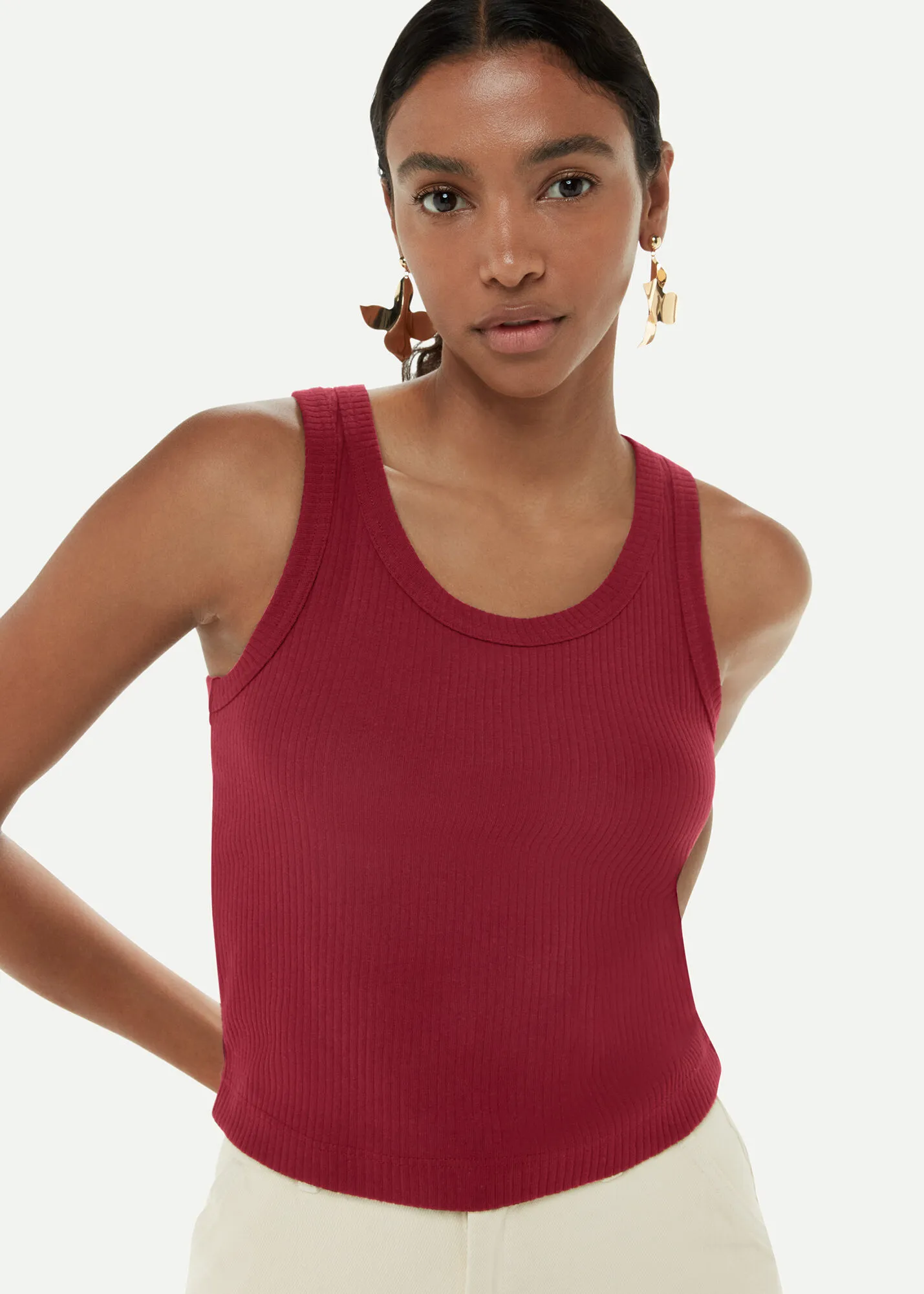 Burgundy Crop Rib Vest