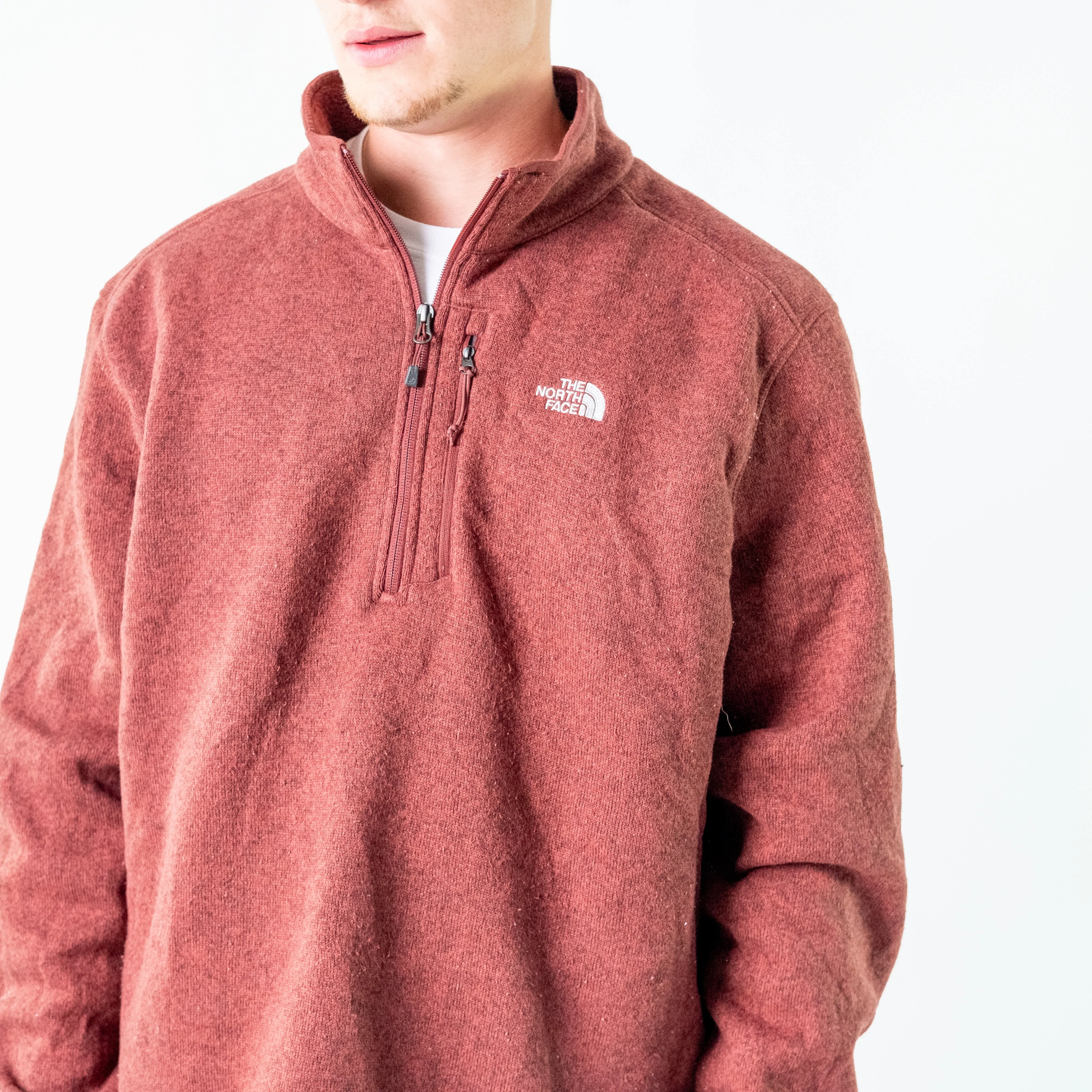 Burgundy Red 90s The North Face Fleece (XXL)