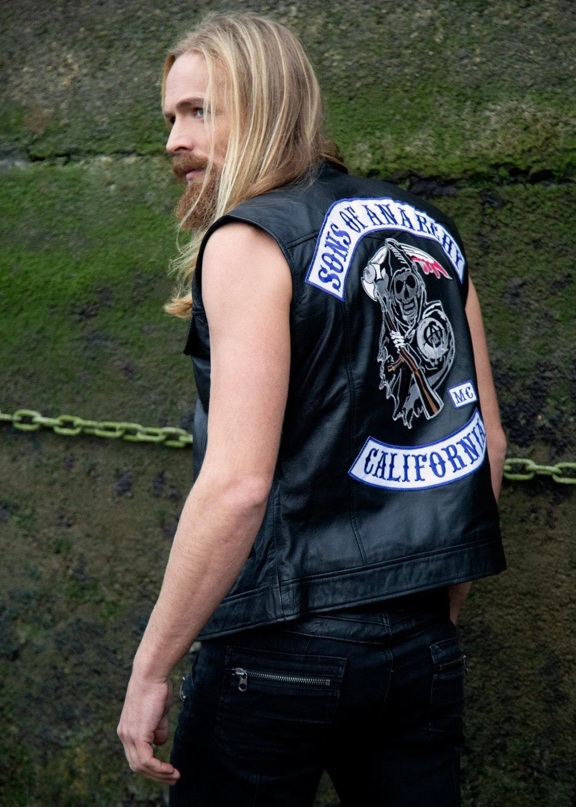 Buy Mens SOA Sons Of Anarchy Leather Motorcycle President Jacket Vest & Jacket