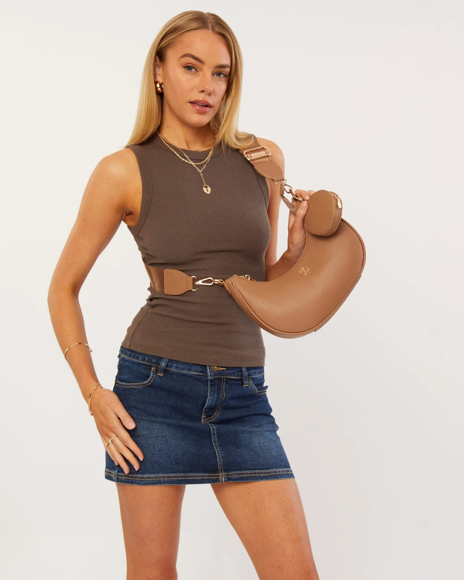 Caramel Flavia Webbing Crossbody Bag
