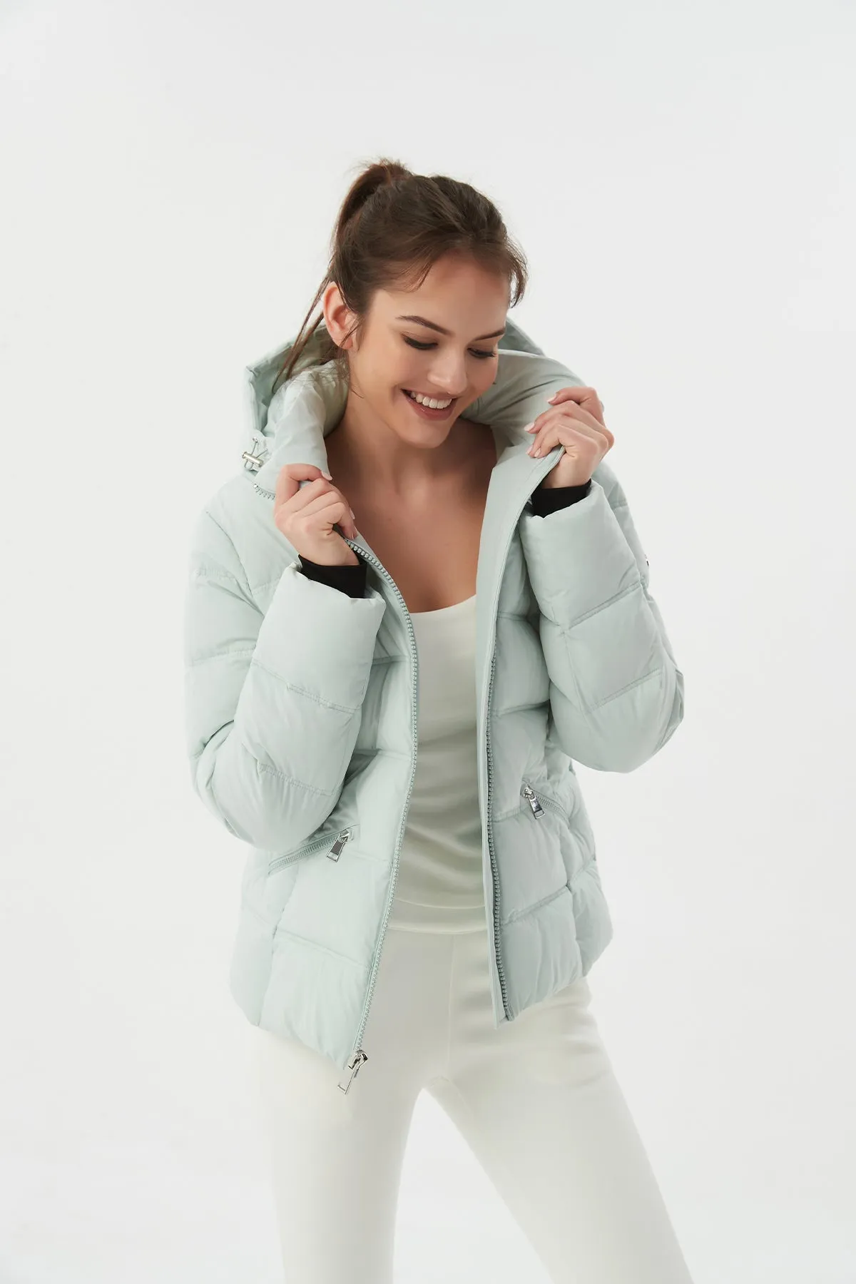 Casual Cropped Puffer Jacket with Hood
