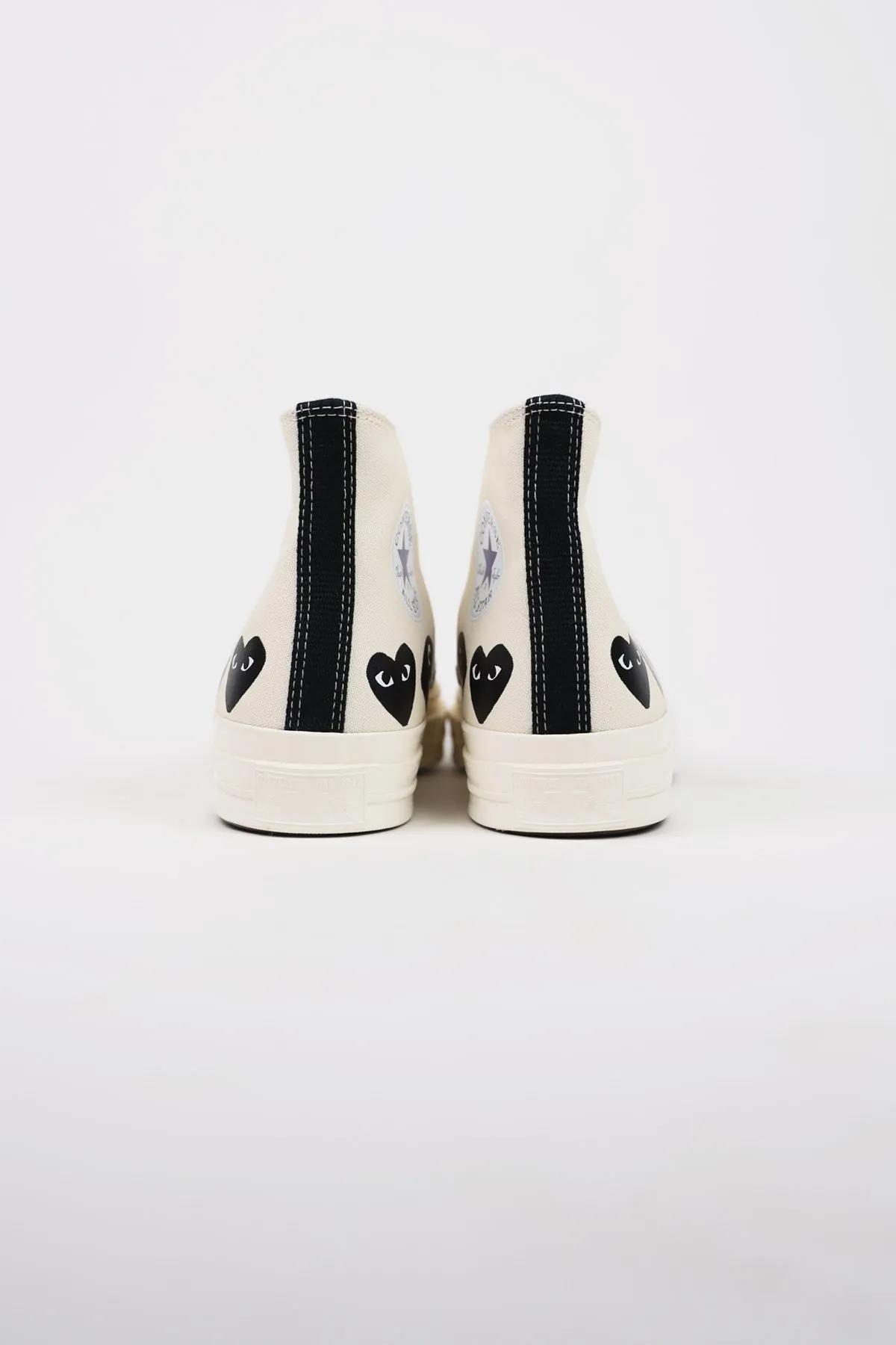 CdG PLAY x Converse Chuck Taylor Hi - White/Black Hearts