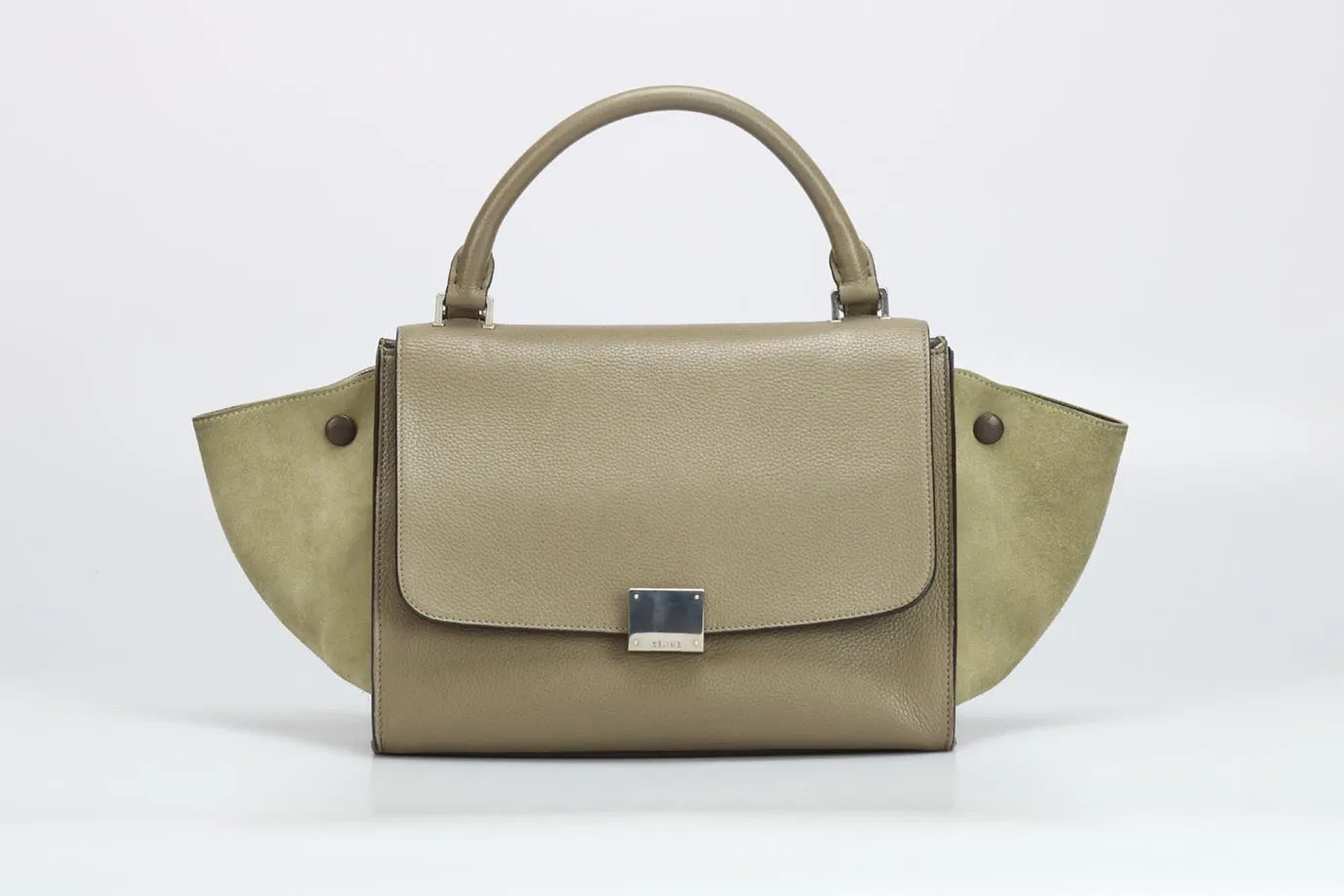 CELINE TRAPEZE SMALL SUEDE AND LEATHER TOTE BAG