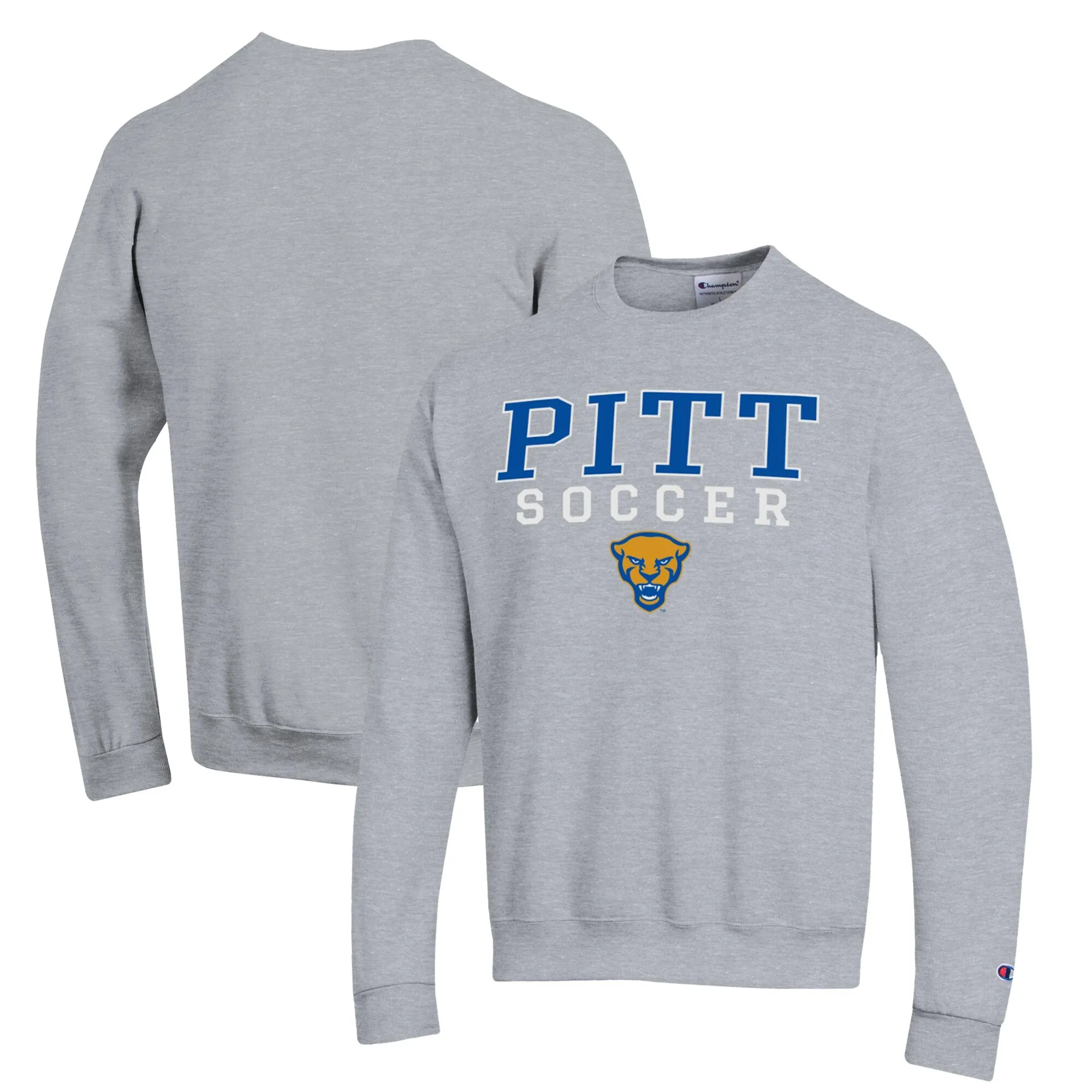 Champion Pitt Panthers Gray Soccer Stack Logo Powerblend Pullover Sweatshirt