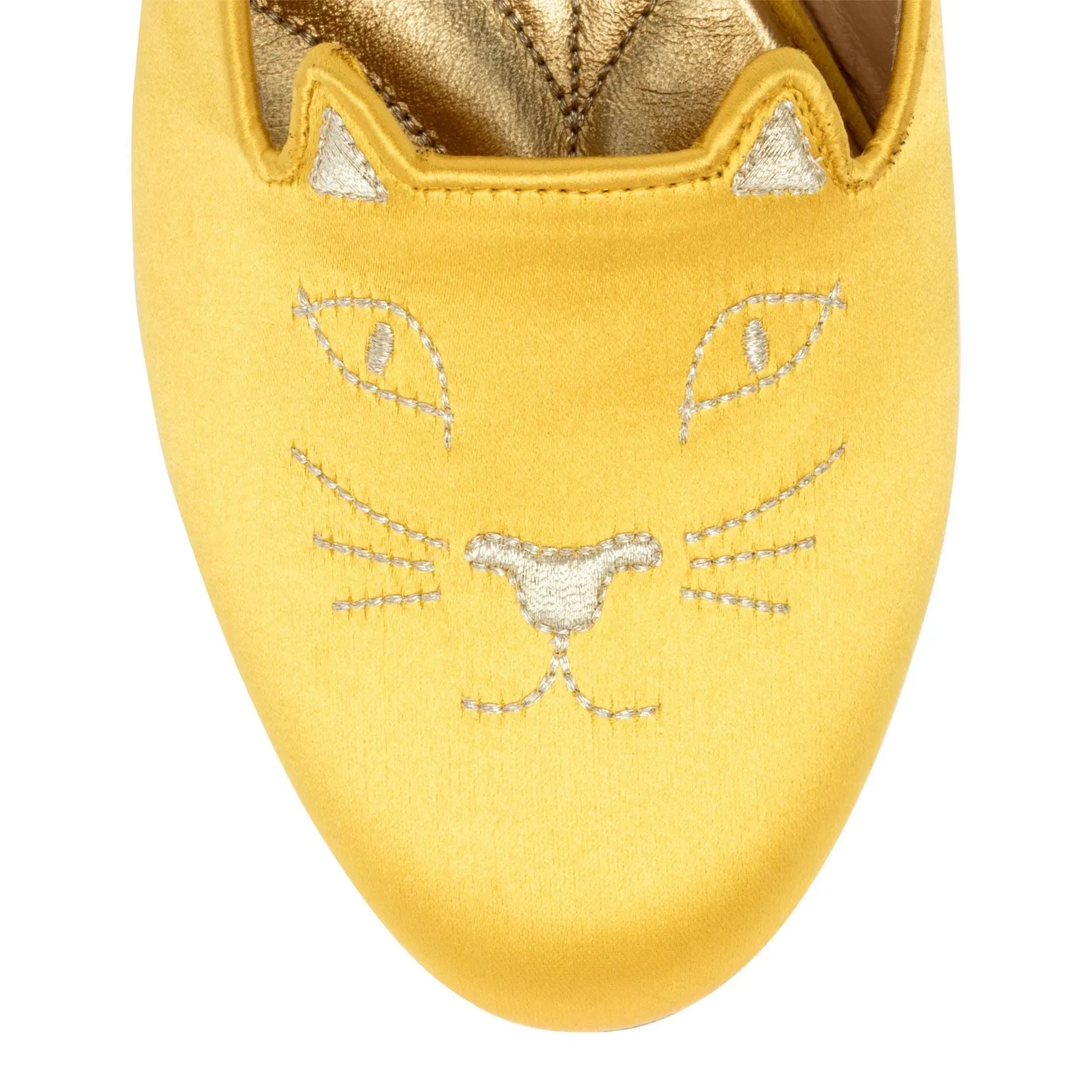 Charlotte Olympia Sabot Kitty yellow satin mules