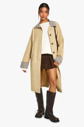 Check Collar Trench Coat