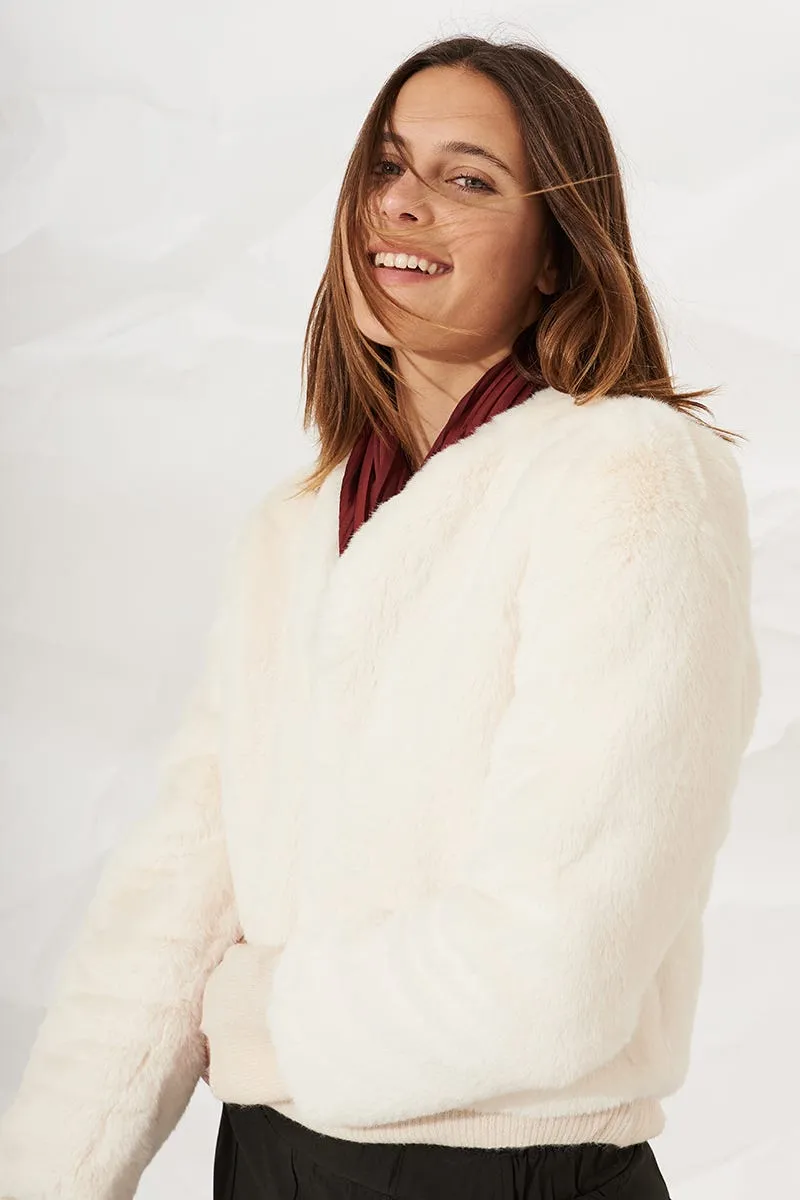 Cher Faux Fur Jacket in Cream