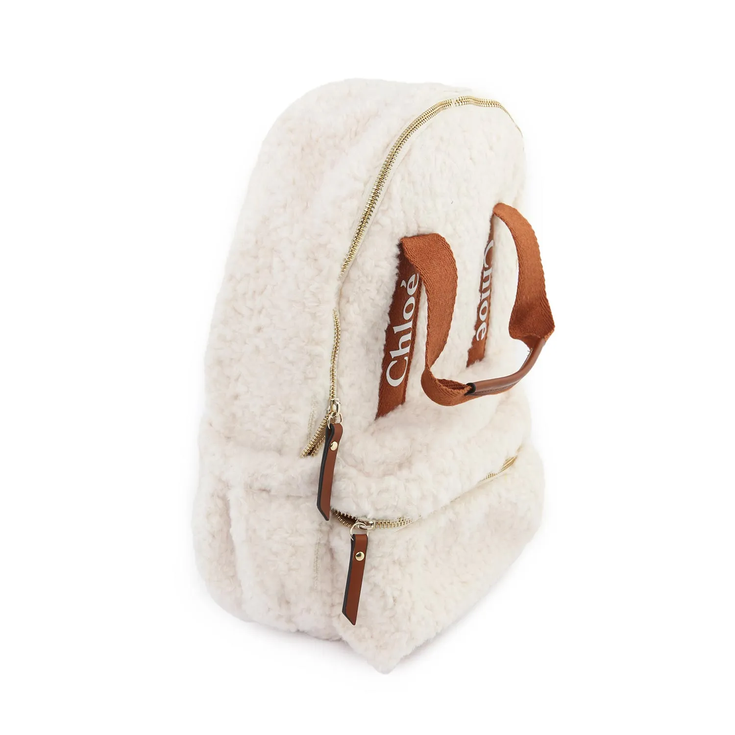Chloe Cream And Caramel Brown Chloe Ecoshearling Backpack