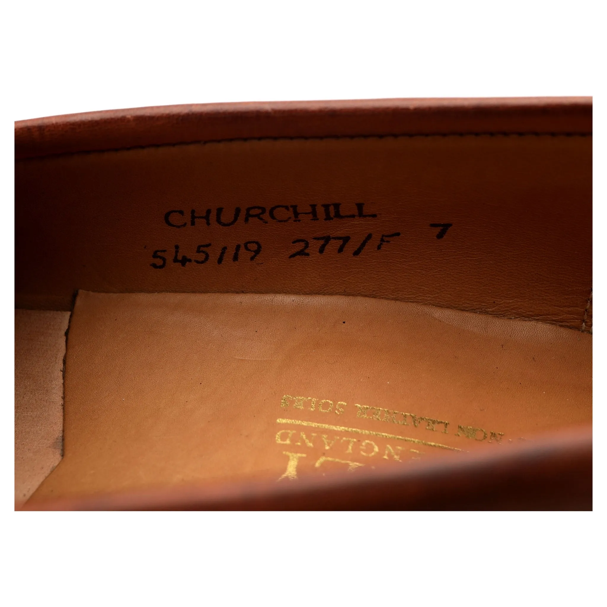 'Churchill' Tan Brown Leather Loafers UK 7 F