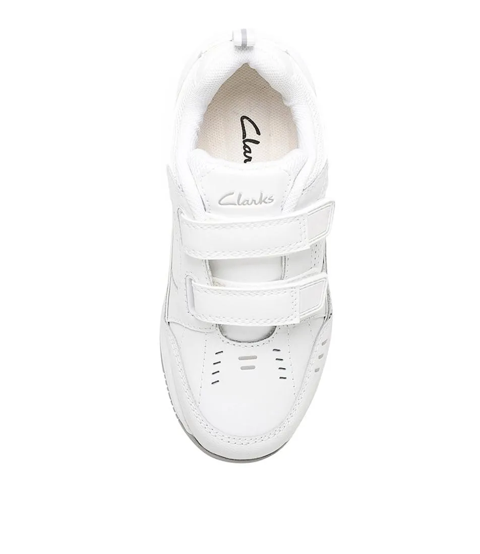 CLARKS Advance Vel White Leathr
