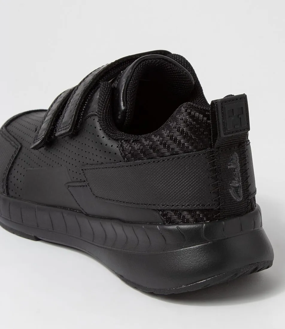 CLARKS Hero Jnr Adj E Mc Black Synthetic Leather Sneakers