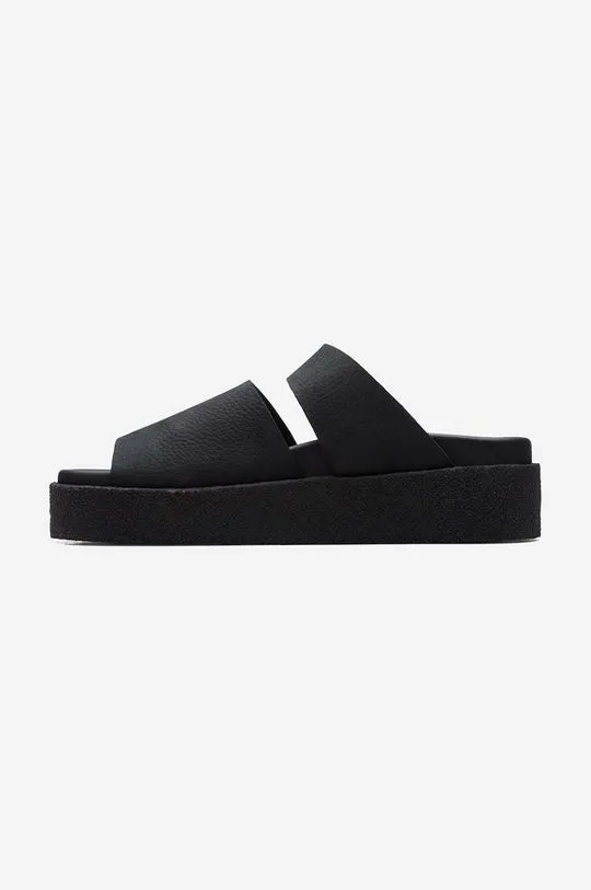 Clarks leather sliders Crepe Slide women's black color 26172567