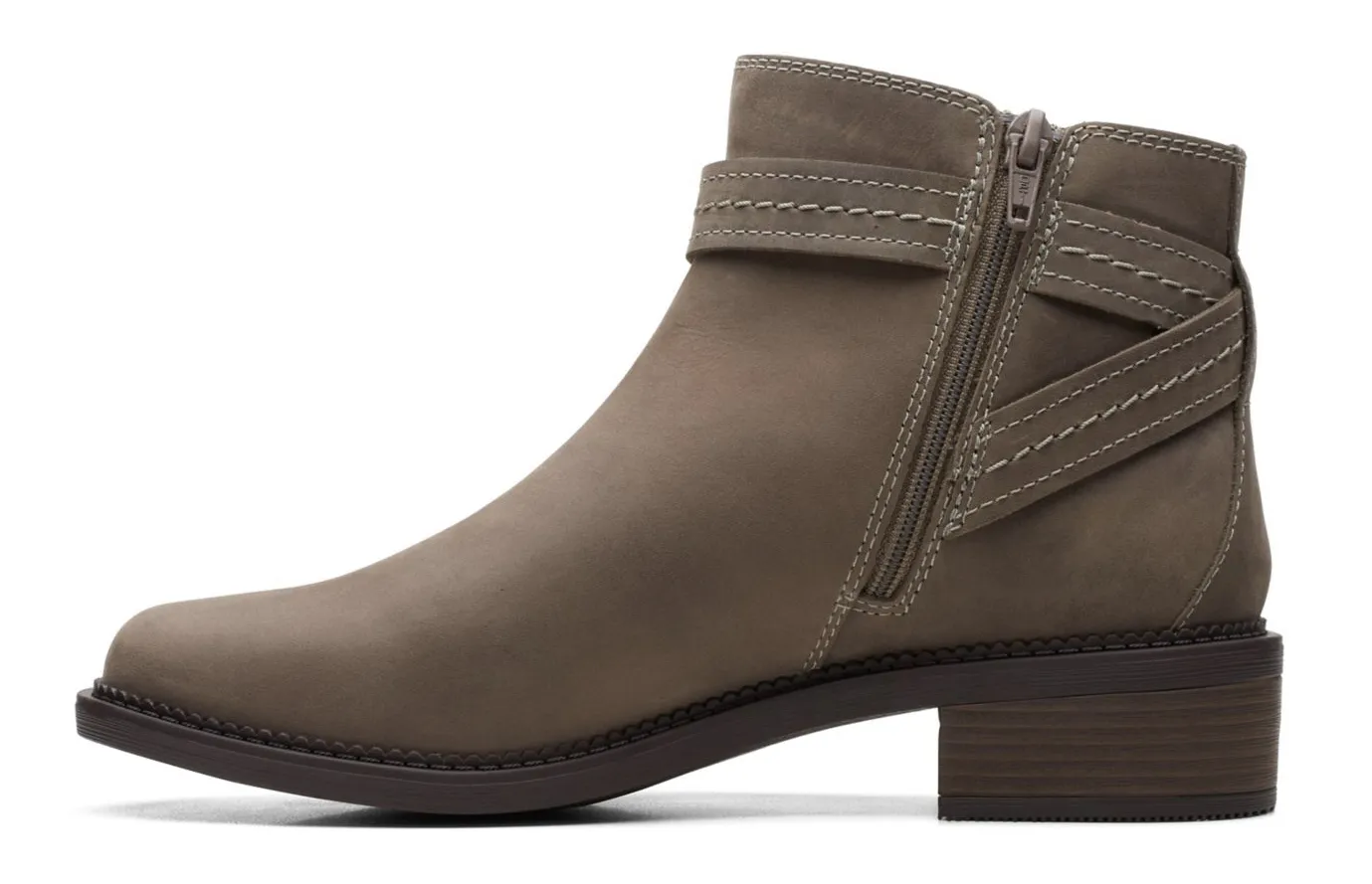 CLARKS MAYE STRAP DARK TAUPE LEATHER