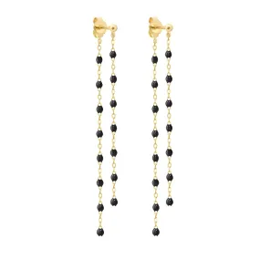 Classic Gigi dangling Black earrings, Yellow Gold