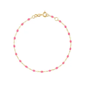 Classic Gigi Pink Anklet, Yellow Gold, 9.4