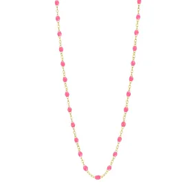 Classic Gigi Pink necklace, yellow gold, 16.5