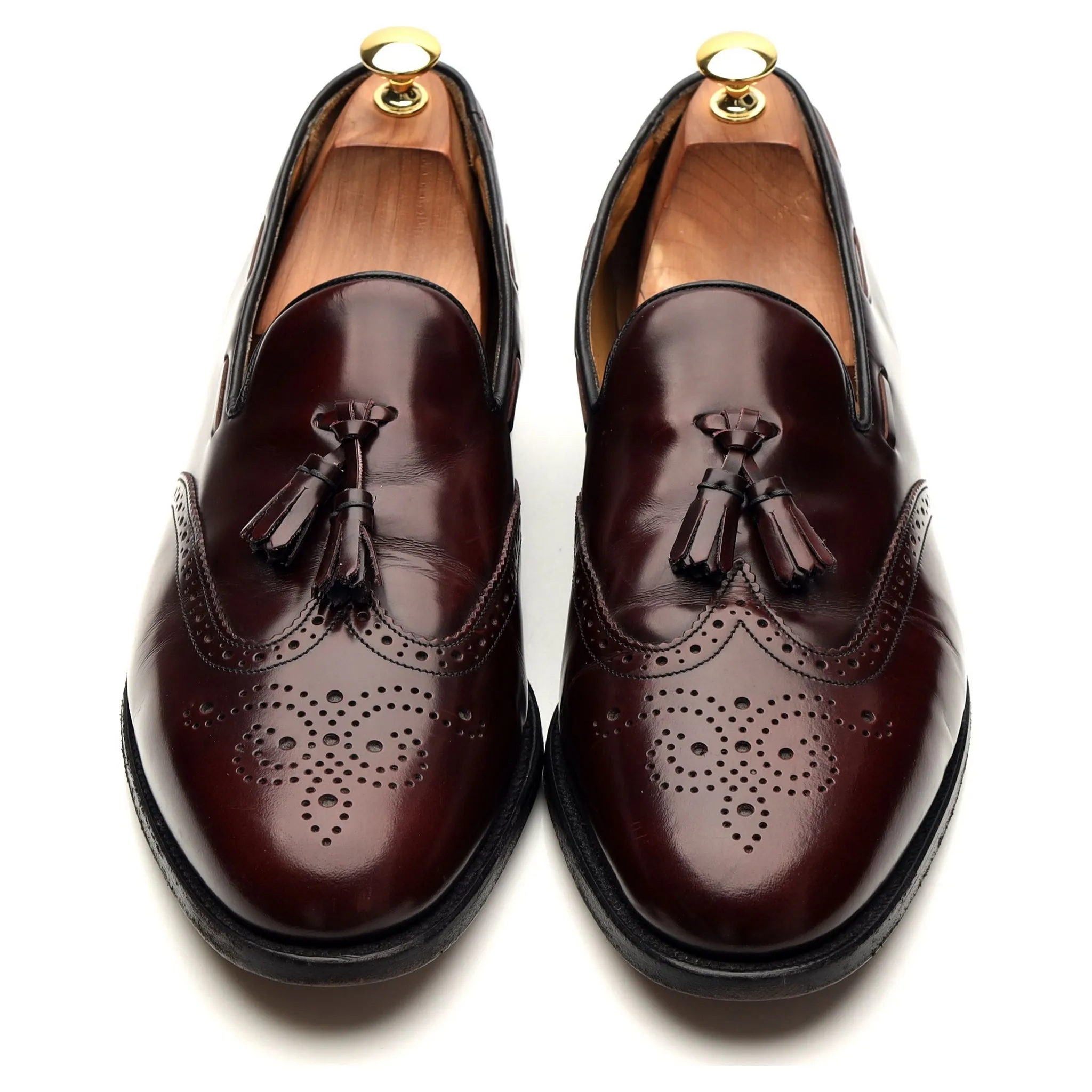 'Clive' Burgundy Leather Tassel Loafers UK 10.5 F