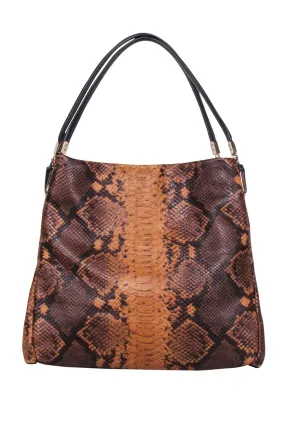 Coach - Brown Snakeskin Embossed Shoulder Bag