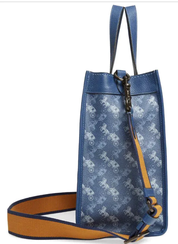 Coach Field Tote In Signature Canvas With Horse And Carriage Print Bag  - Blue