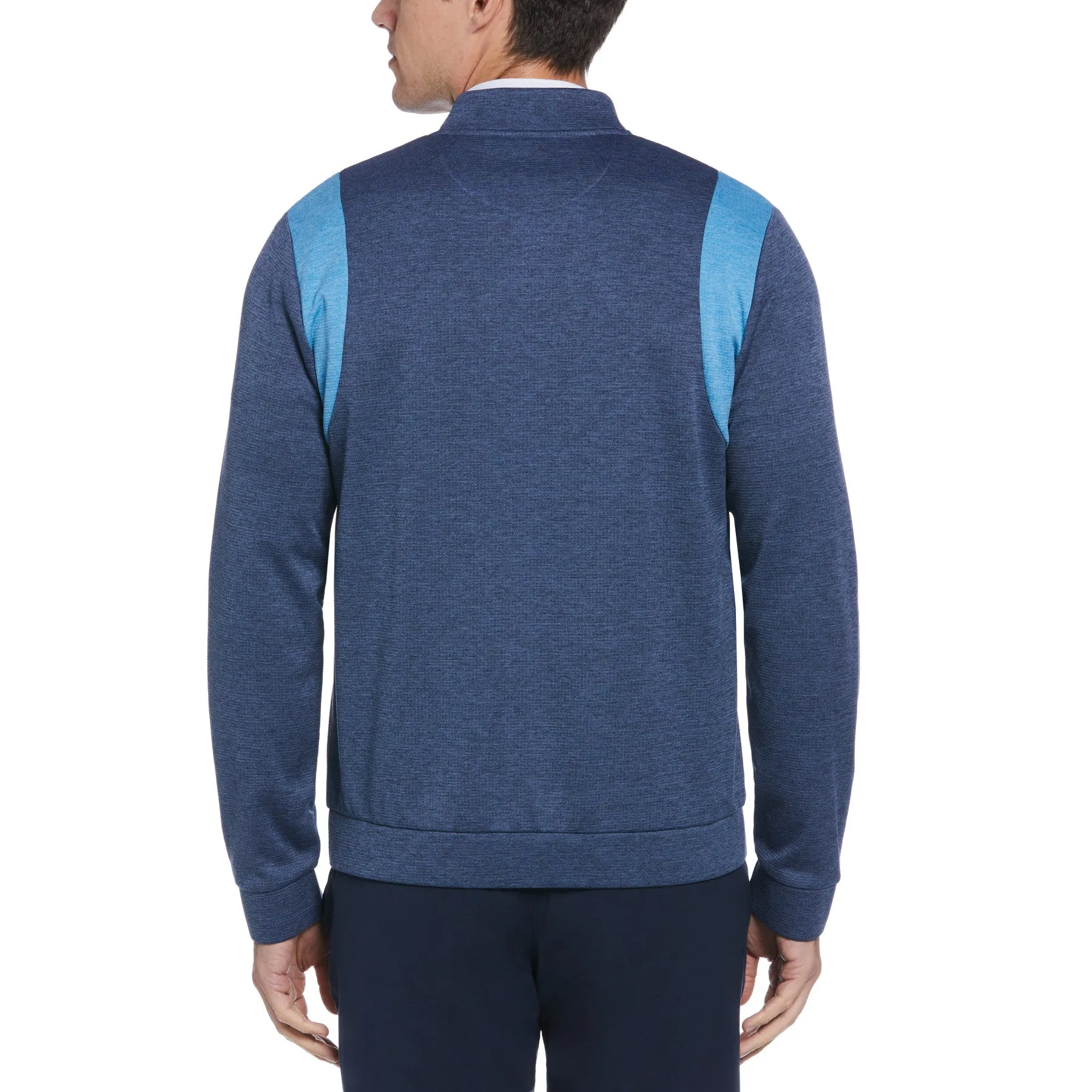 Colour Block 80s Golf Bomber Jacket In Black Iris Bijou Heather