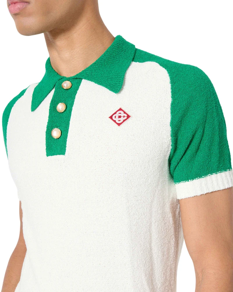 --Colour Block Boucle Polo Shirt-