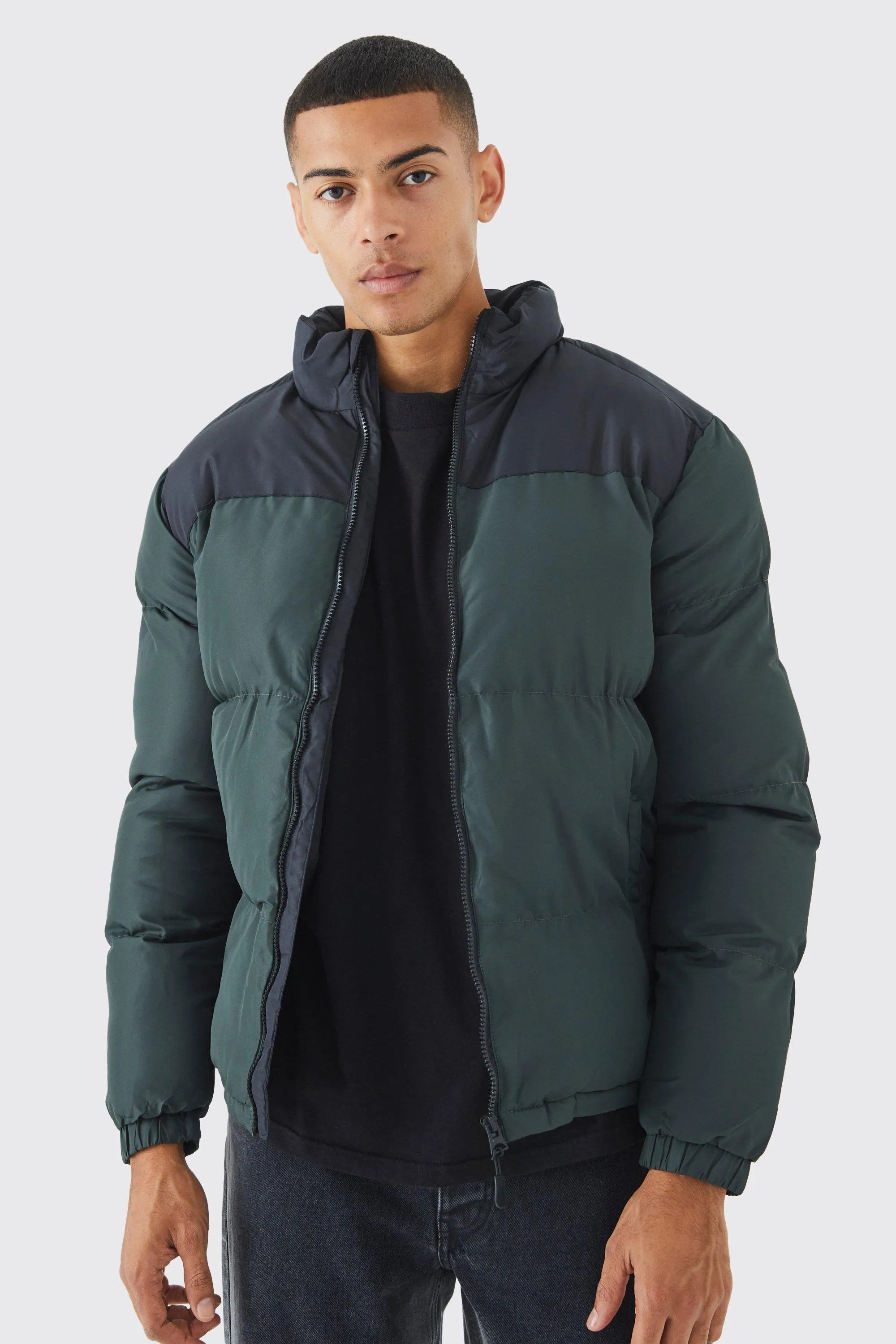 Colour Block Funnel Neck Puffer