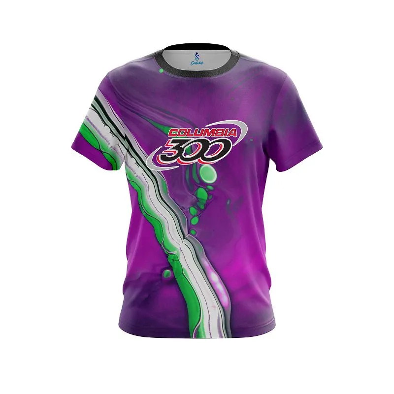 Columbia 300 Purple And Green Liquid CoolWick Bowling Jersey