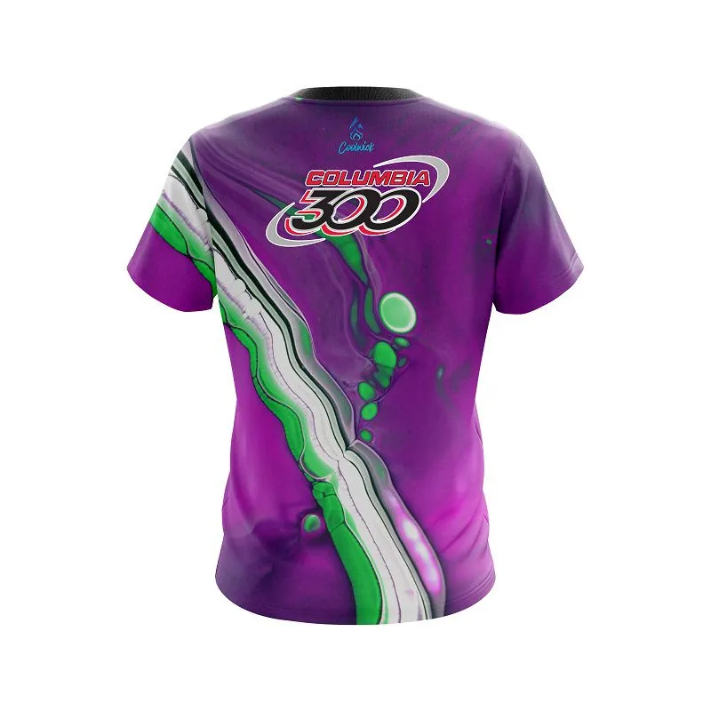 Columbia 300 Purple And Green Liquid CoolWick Bowling Jersey