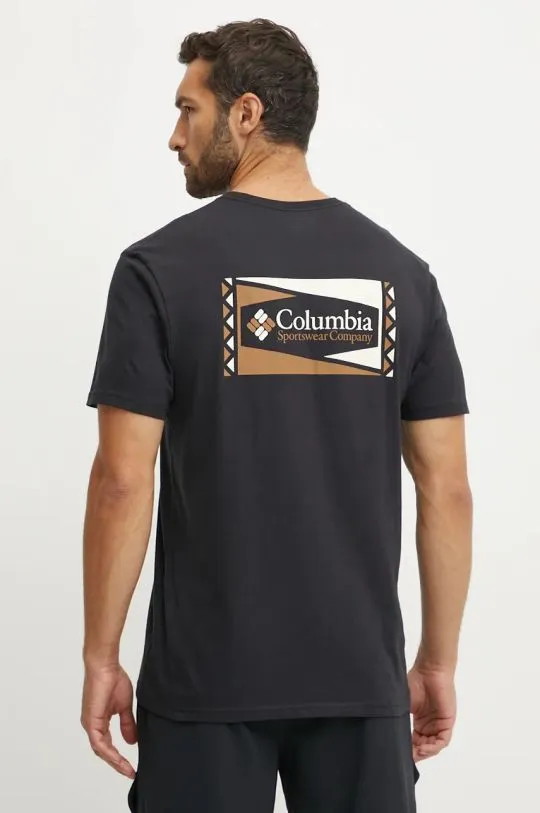 Columbia cotton t-shirt black color with a print