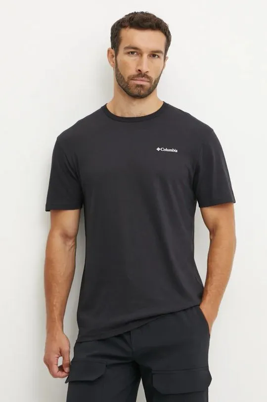 Columbia cotton t-shirt black color with a print