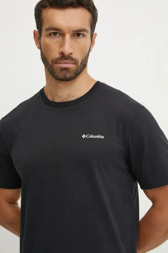 Columbia cotton t-shirt black color with a print