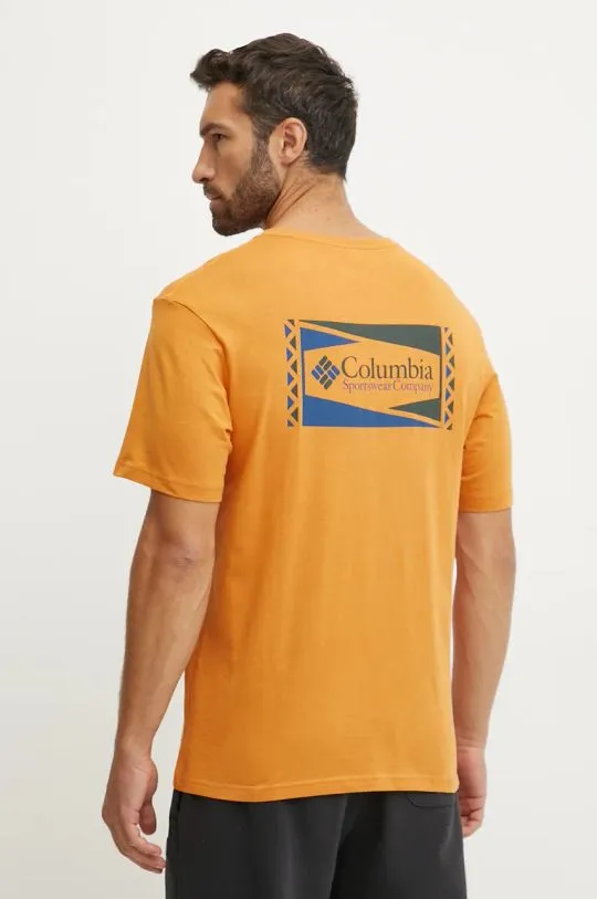 Columbia cotton t-shirt orange color with a print