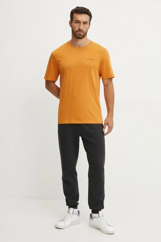 Columbia cotton t-shirt orange color with a print