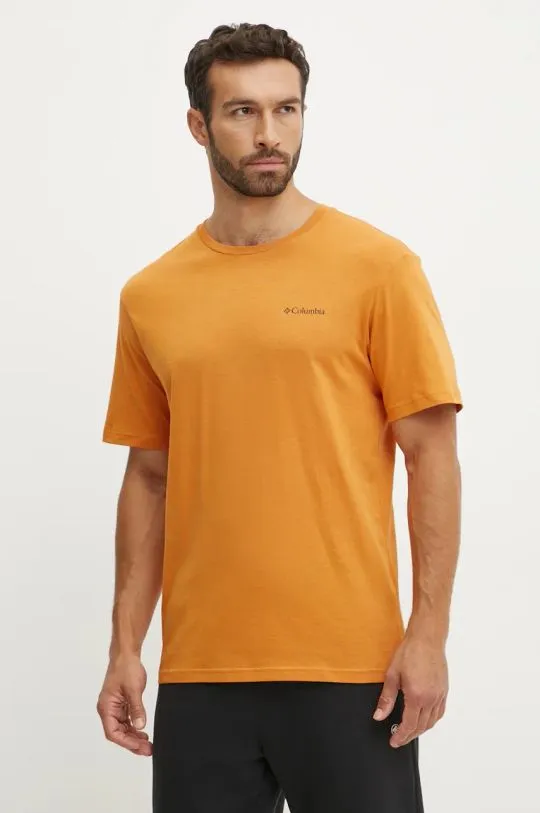 Columbia cotton t-shirt orange color with a print