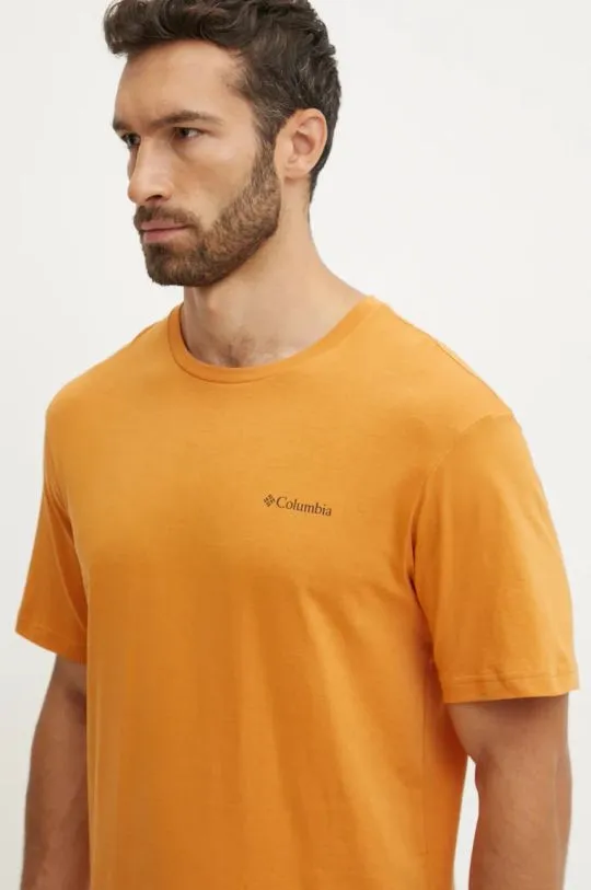 Columbia cotton t-shirt orange color with a print