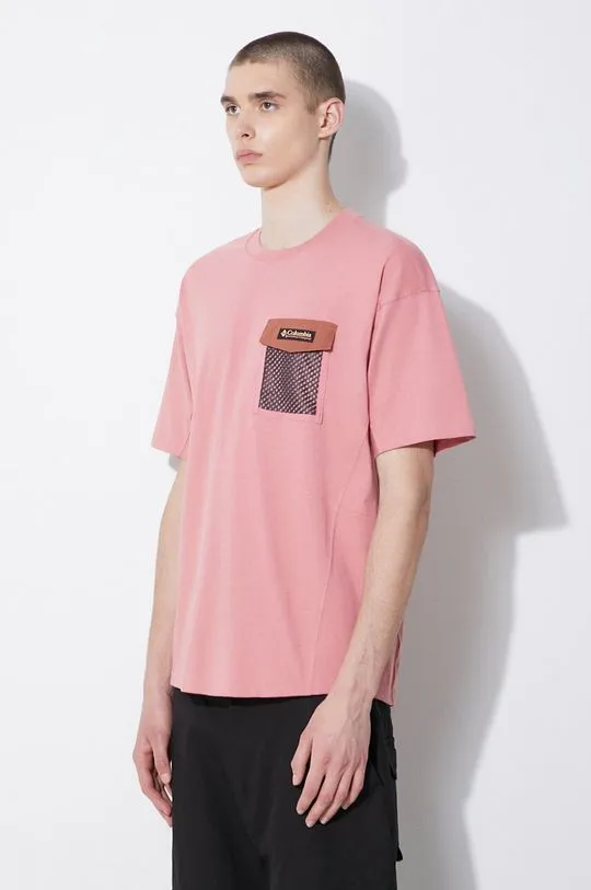 Columbia cotton t-shirt Painted Peak men’s pink color 2074481