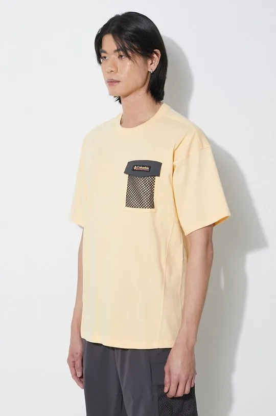 Columbia cotton t-shirt Painted Peak men’s yellow color 2074481