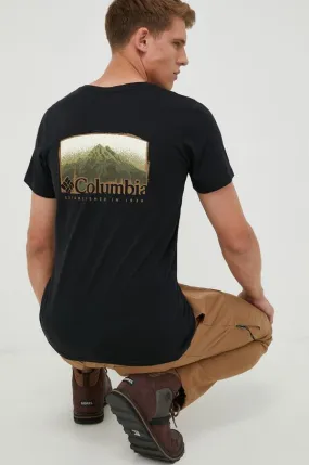 Columbia cotton T-shirt Rapid Ridge Back Graphic black color